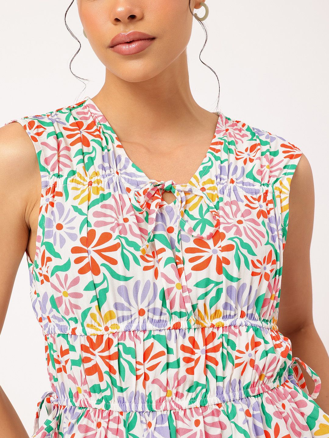 DressBerry Color Pop Petals Tiered Tie-Ups Top
