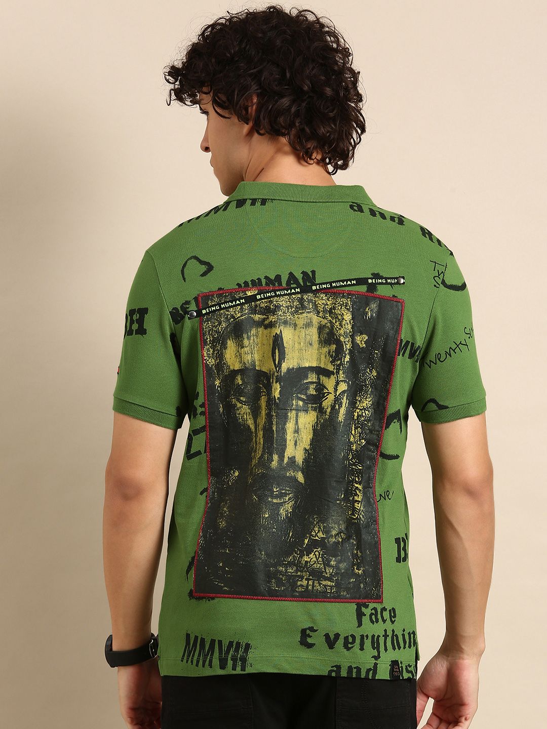 Being Human Brand Logo Printed Polo Collar Pure Cotton T-shirt