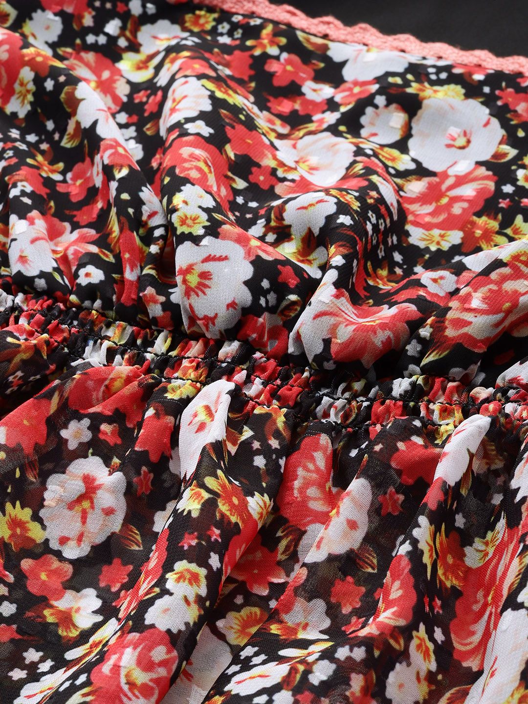 DressBerry Floral Print Cinched Waist Top