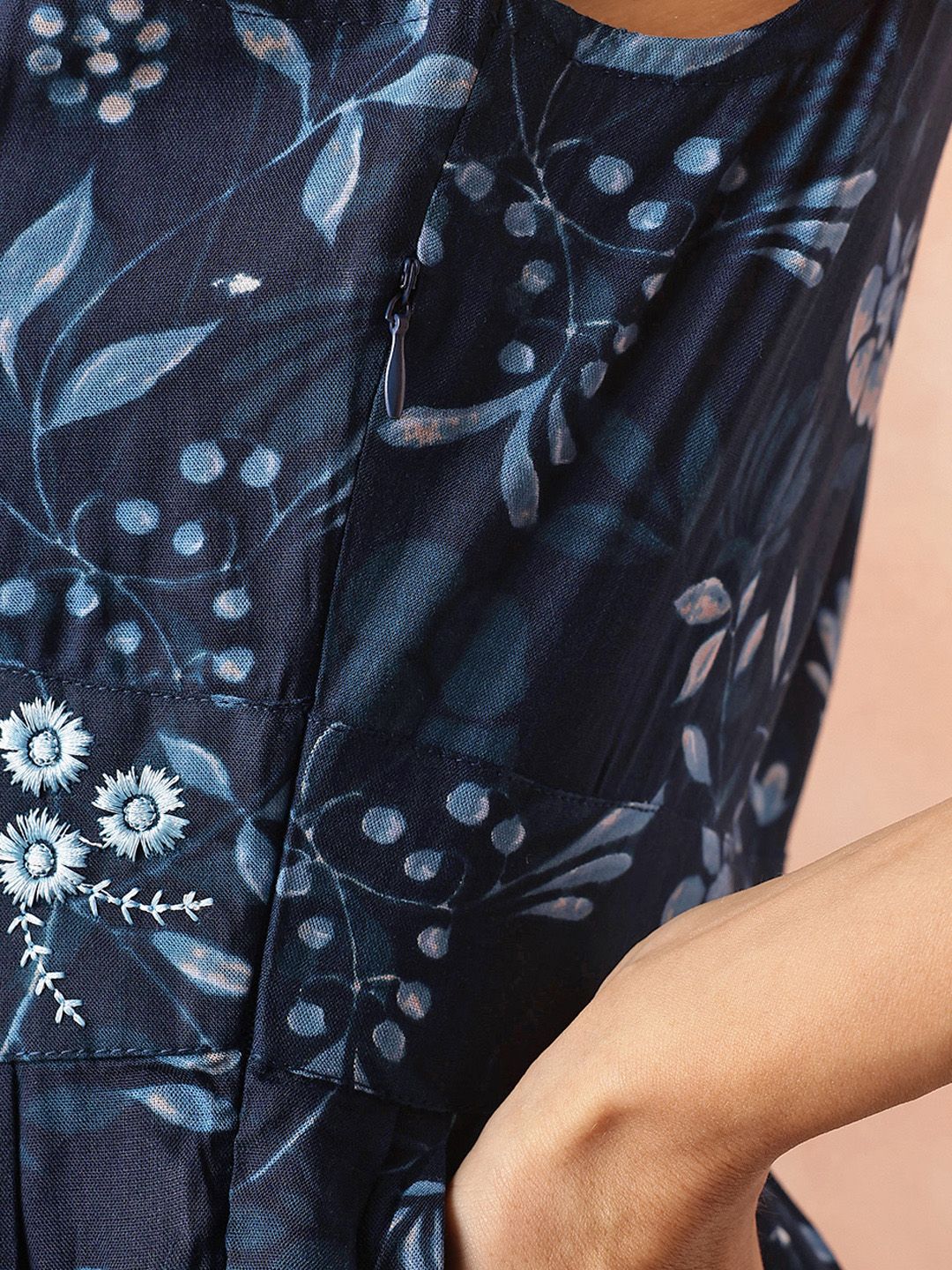 all about you Floral Print Flared Ethnic Dress With Dupatta