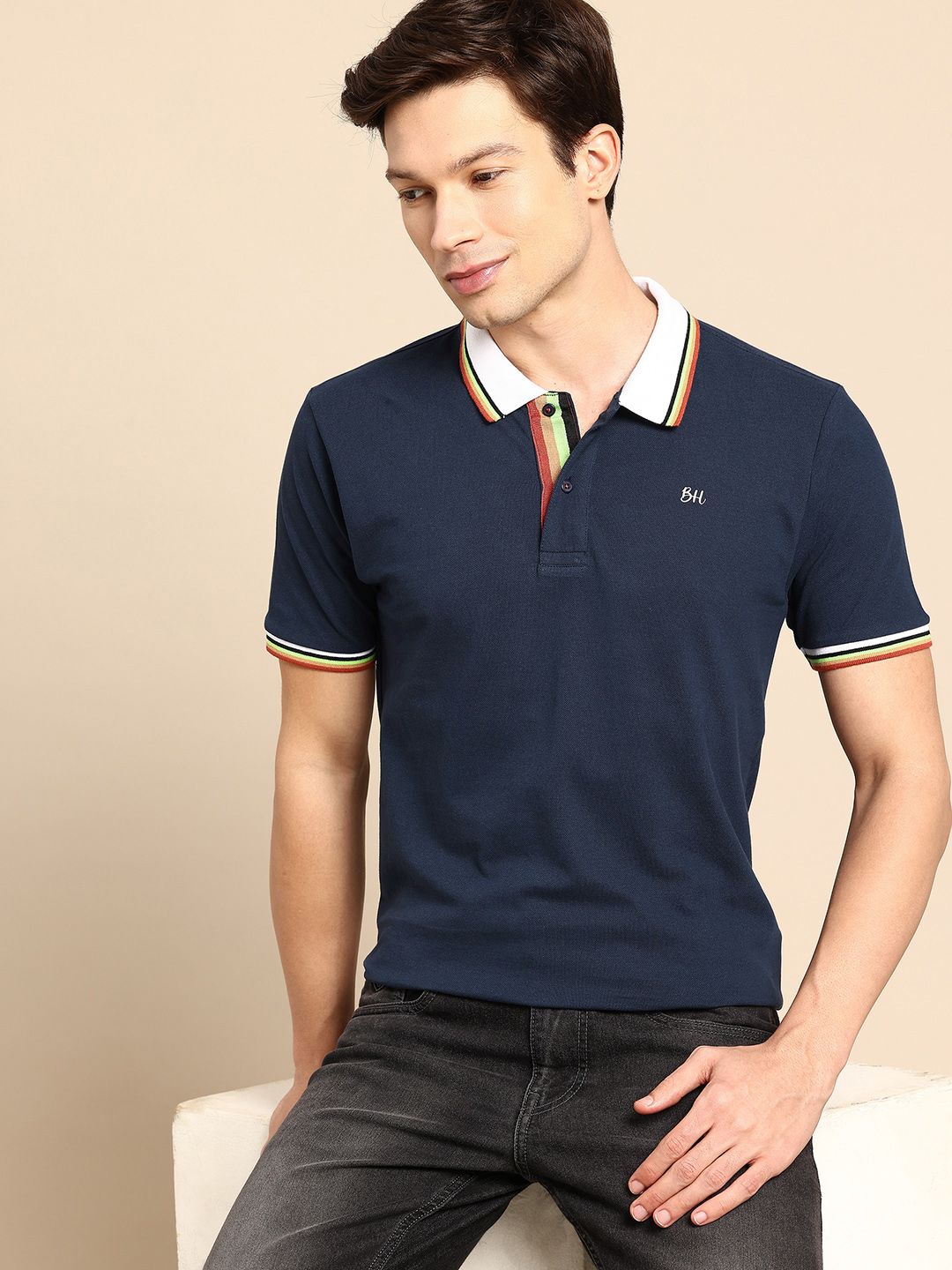 Being Human Polo Collar Pure Cotton T-shirt