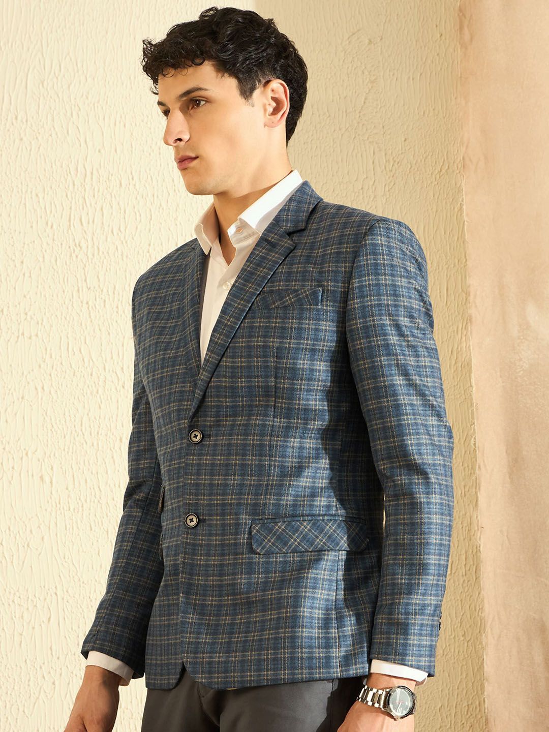 DENNISON Checked Single Breasted Blazer