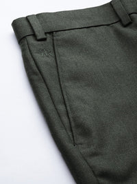 Raymond Men Green Slim Fit Solid Formal Trousers