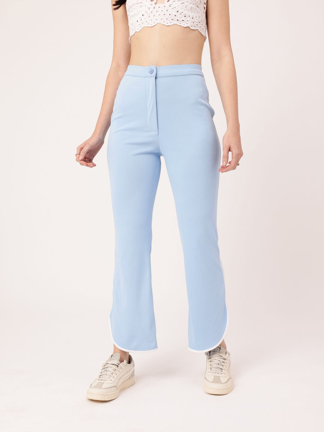 DressBerry Women Subculture Swag Ribbed High-Rise Sided Slits Trousers