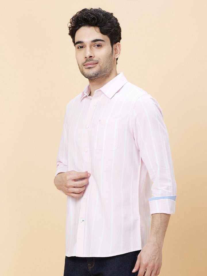 Being Human Windowpane Checks Spread Collar Slim Fit Cotton Casual Shirt