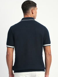 THE BEAR HOUSE Men Solid Polo Collar Cotton T-shirt