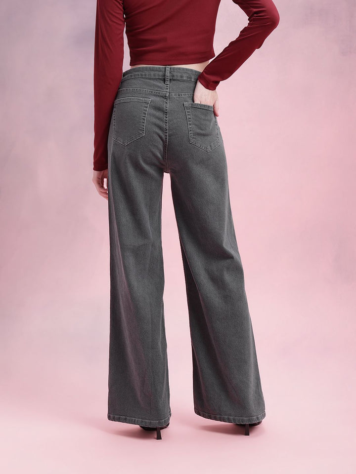 DressBerry Women Mid-Rise Wide Leg Stretchable Jeans