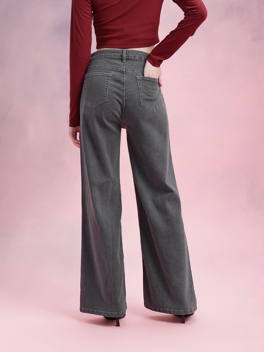 DressBerry Women Mid-Rise Wide Leg Stretchable Jeans