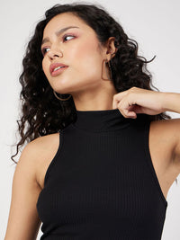 SASSAFRAS Ribbed High Neck Fitted Regular Top