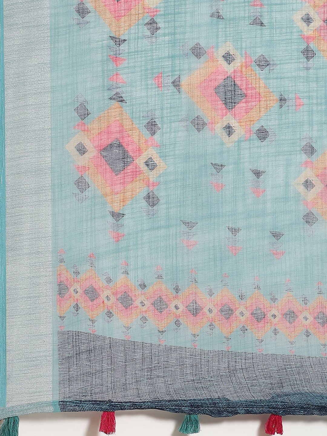 Saree mall Blue & Pink Printed Saree