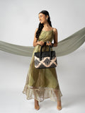 ZOUK Ethnic Motifs Printed Jute Structured Satchel