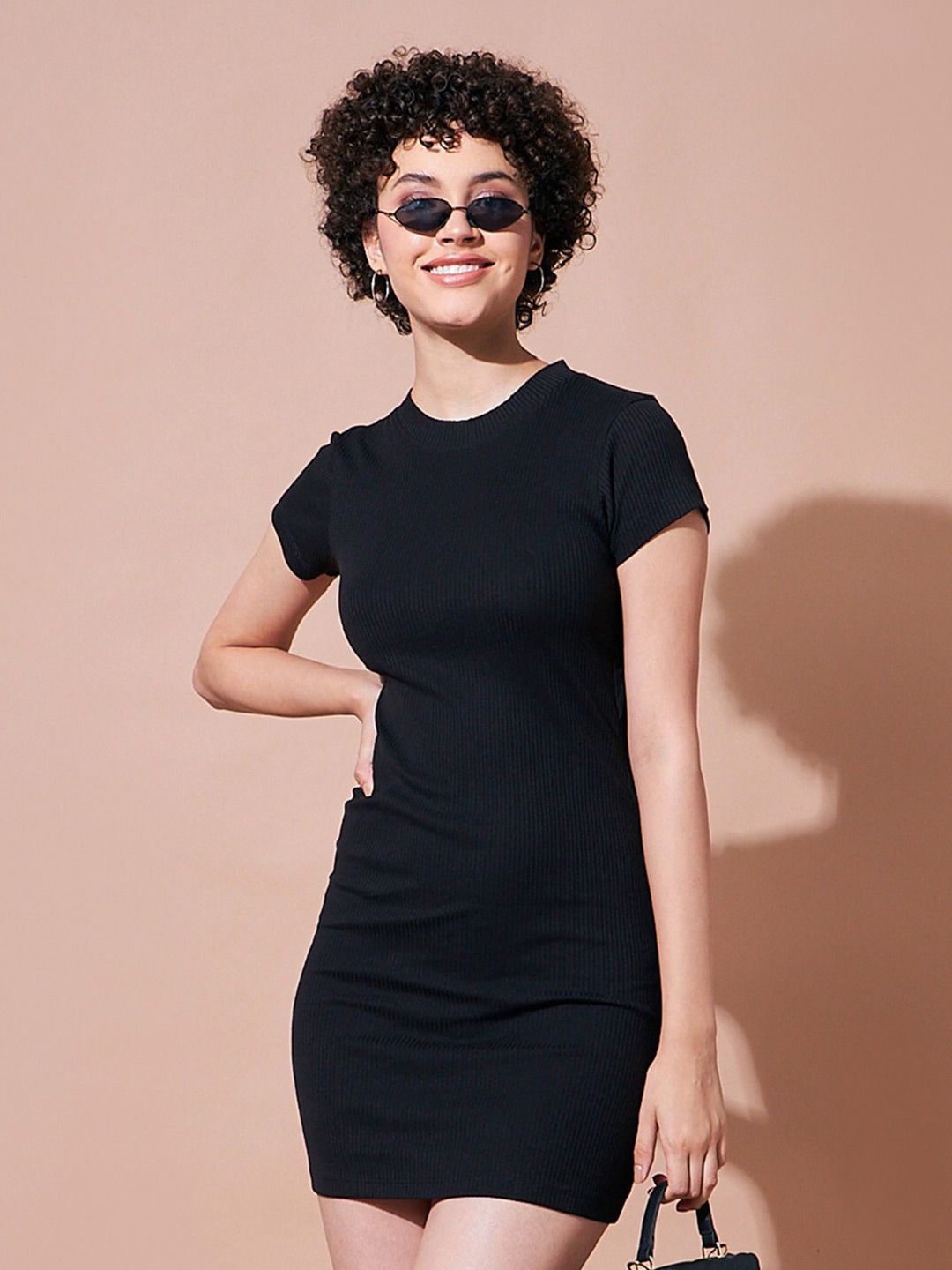 SASSAFRAS BASICS Round Neck Bodycon Mini Dress