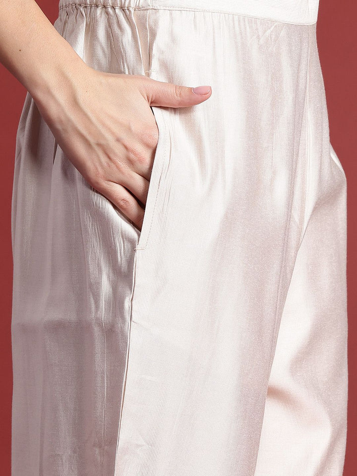 Indo Era Ethnic Motifs Embroidered Thread Work Liva Kurta With Trousers & Dupatta