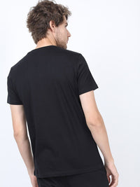 HIGHLANDER Men Black Printed Slim Fit T-shirt