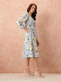 all about you Tropical Print Cut-Out Pure Cotton A-Line Midi Dress