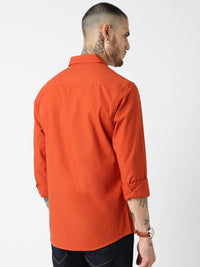 VASTRADO Classic Slim Fit Long Sleeves Spread Collar Cotton Opaque Casual Shirt