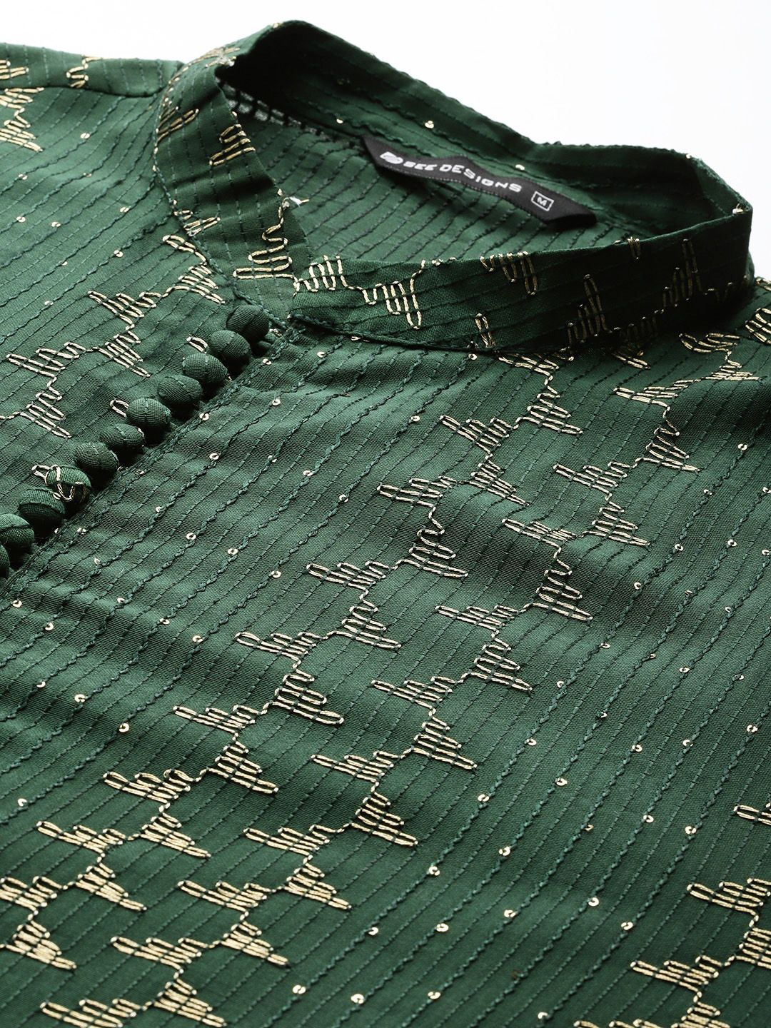 See Designs Men Embroidered Sequinned Chanderi Silk Kurta with Pyjamas