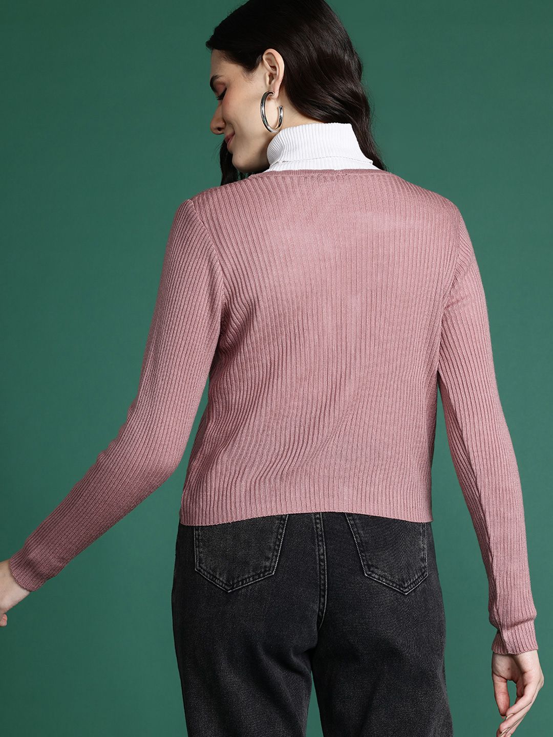 DressBerry Pure Acrylic Ribbed Cardigan