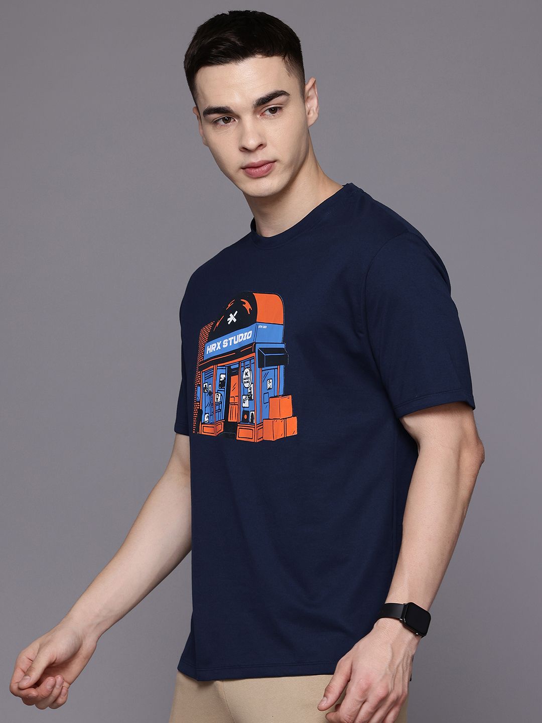 HRX by Hrithik Roshan Quirky Graphic Print Relaxed Fit T-shirt