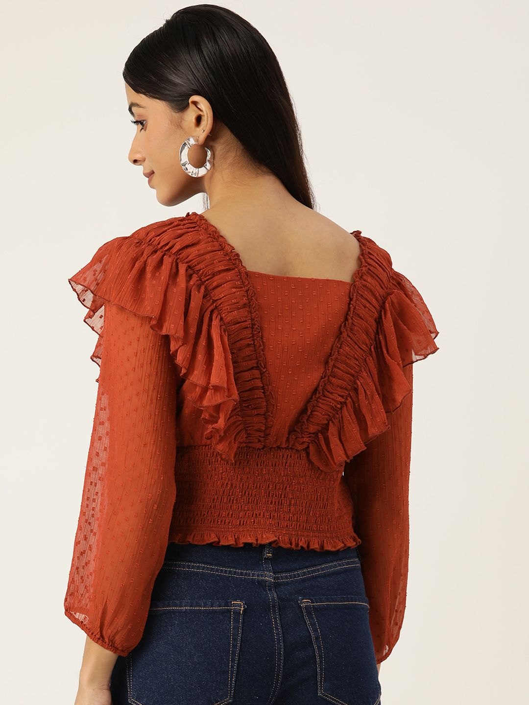Antheaa Woman Frilled Crop Top