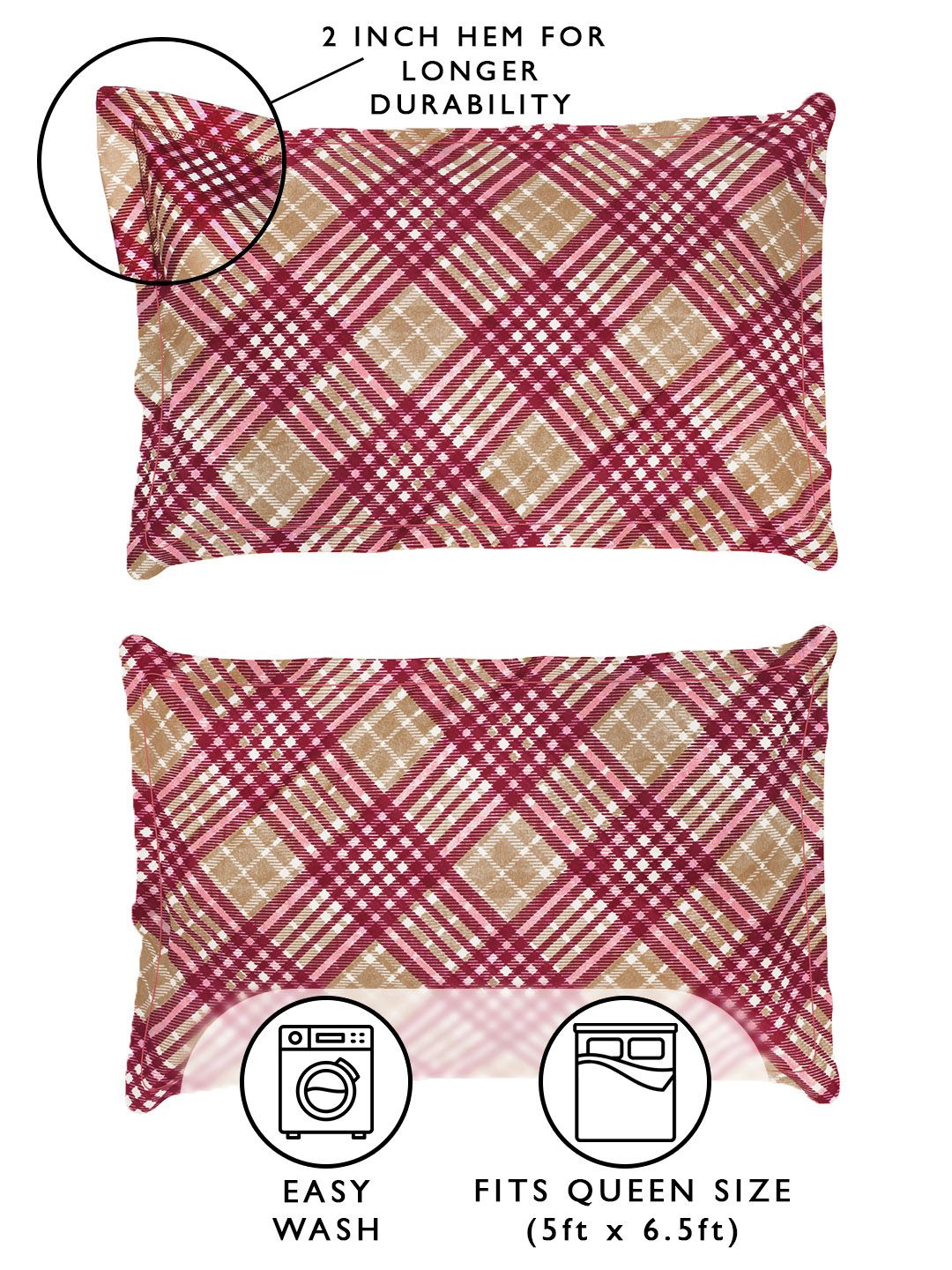 Story@home Arena Magenta & White Floral Microfiber 180 TC Queen Bedsheet & 2 Pillow Covers