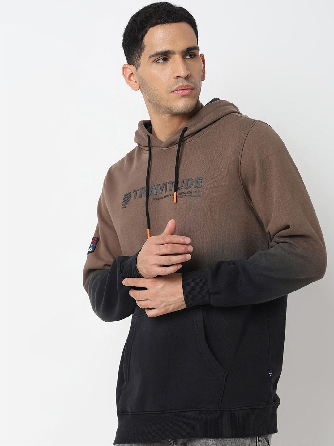 SPYKAR Typography Printed Hooded Cotton Sweatshirt