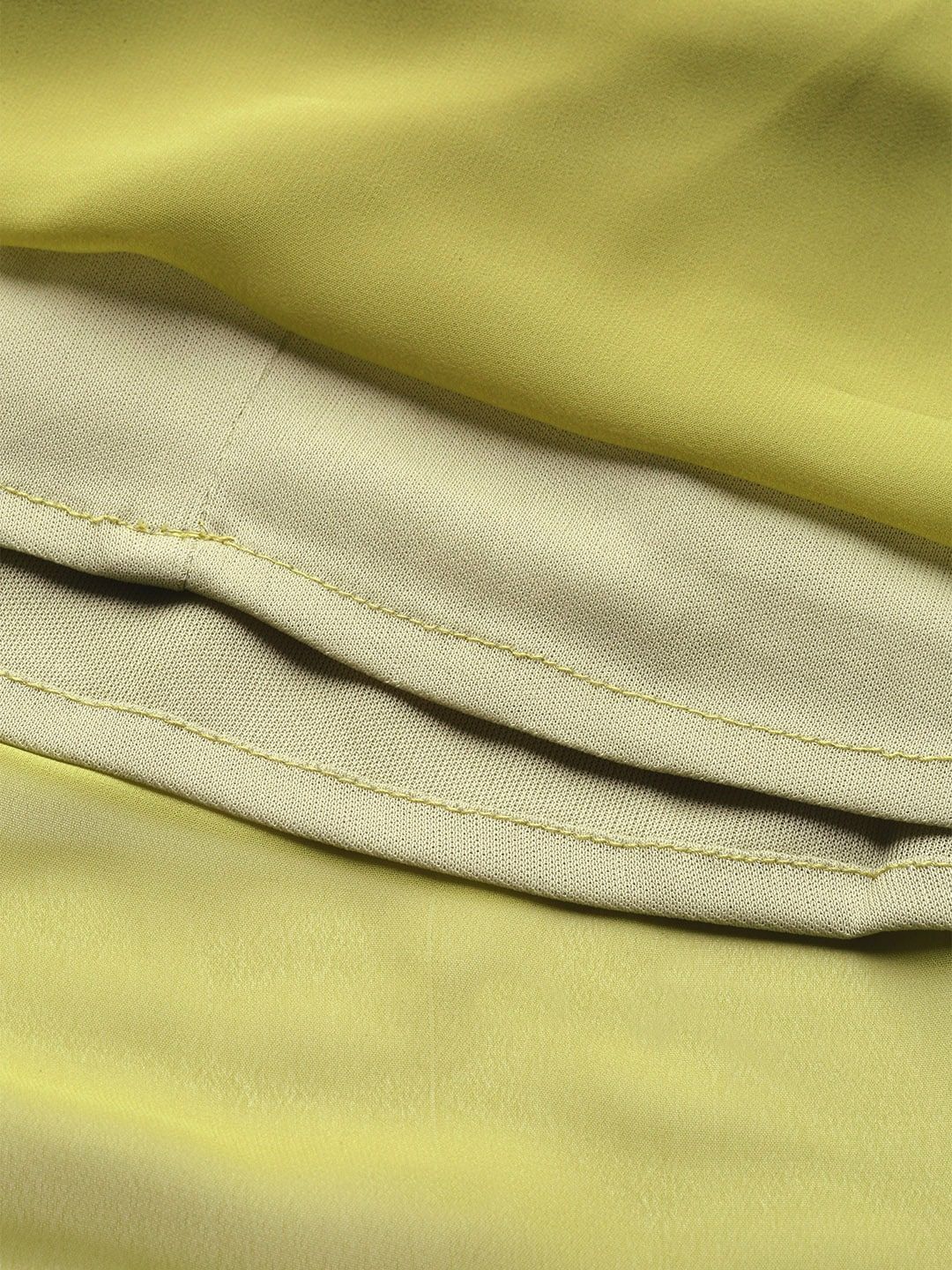 SASSAFRAS Lime Green Tiered Pleated Maxi Dress