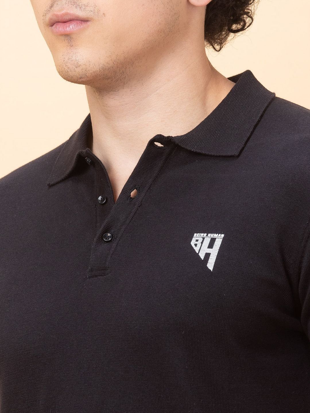 Being Human Men Polo Collar Applique T-shirt