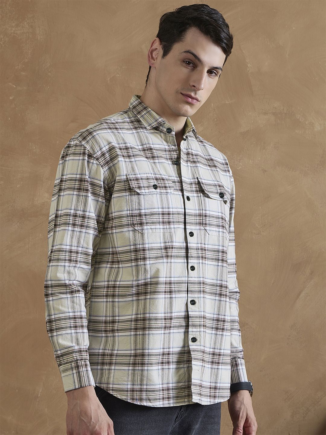 DENNISON Oversized Checked Cuban Collar Shirt