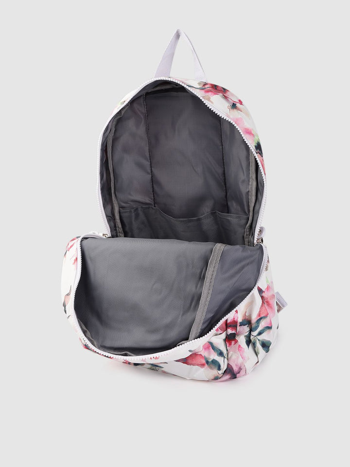 Lino Perros Women White & Pink  Floral Print 13 Inch Laptop Backpack