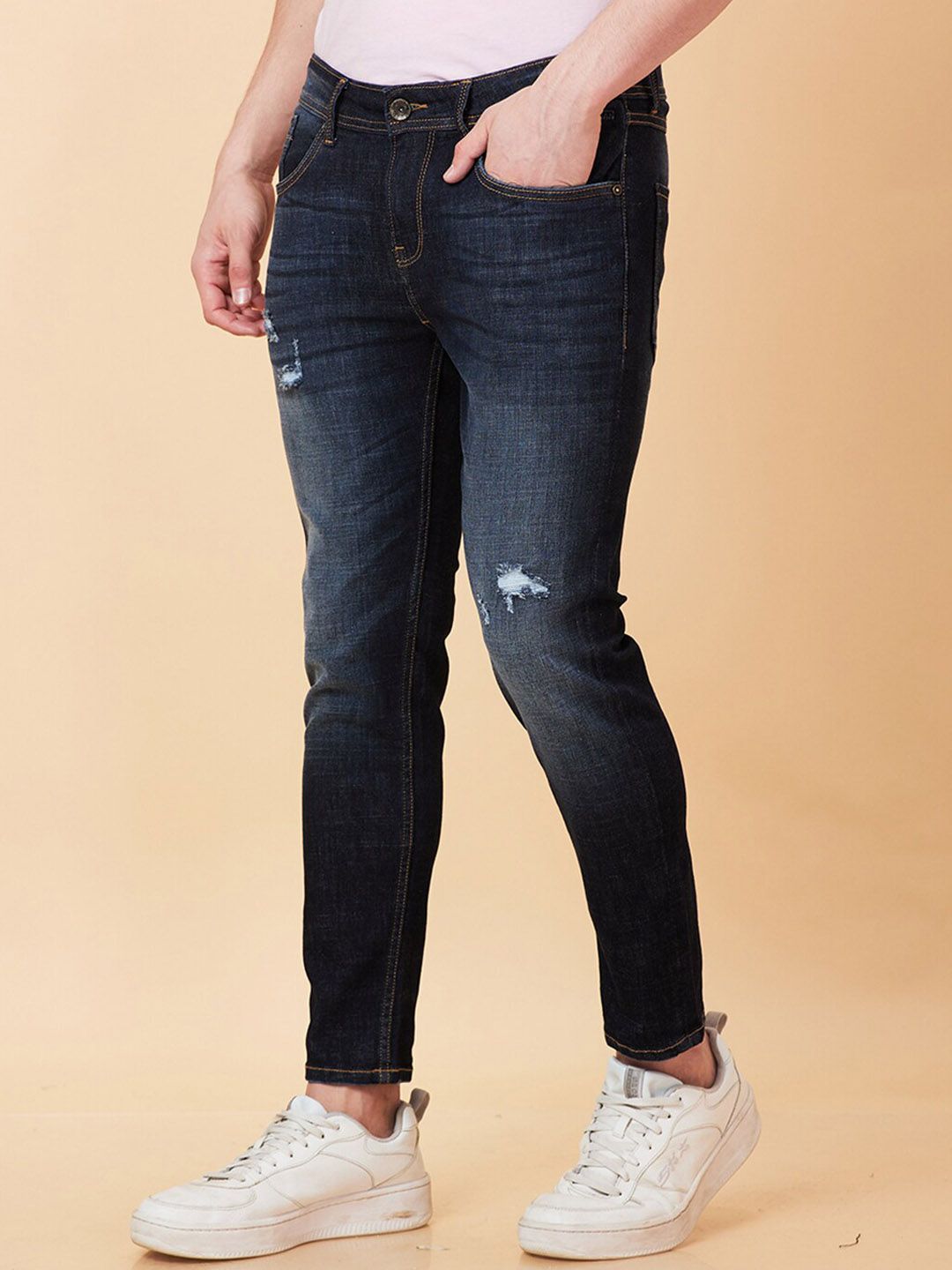 Being Human Men Low Distress Light Fade Jeans