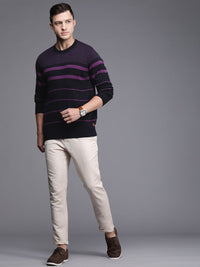 Raymond Men Violet Striped Pullover