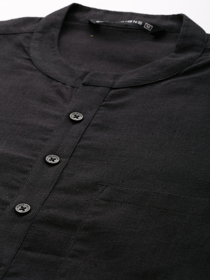 See Designs Men Black Regular Pure Cotton Kurta with Pyjamas