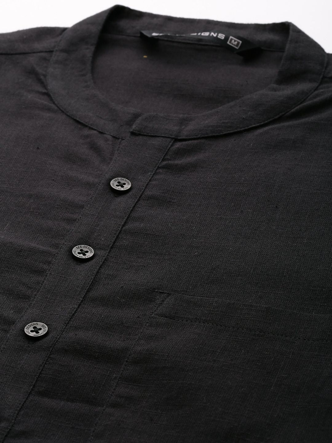 See Designs Men Black Regular Pure Cotton Kurta with Pyjamas
