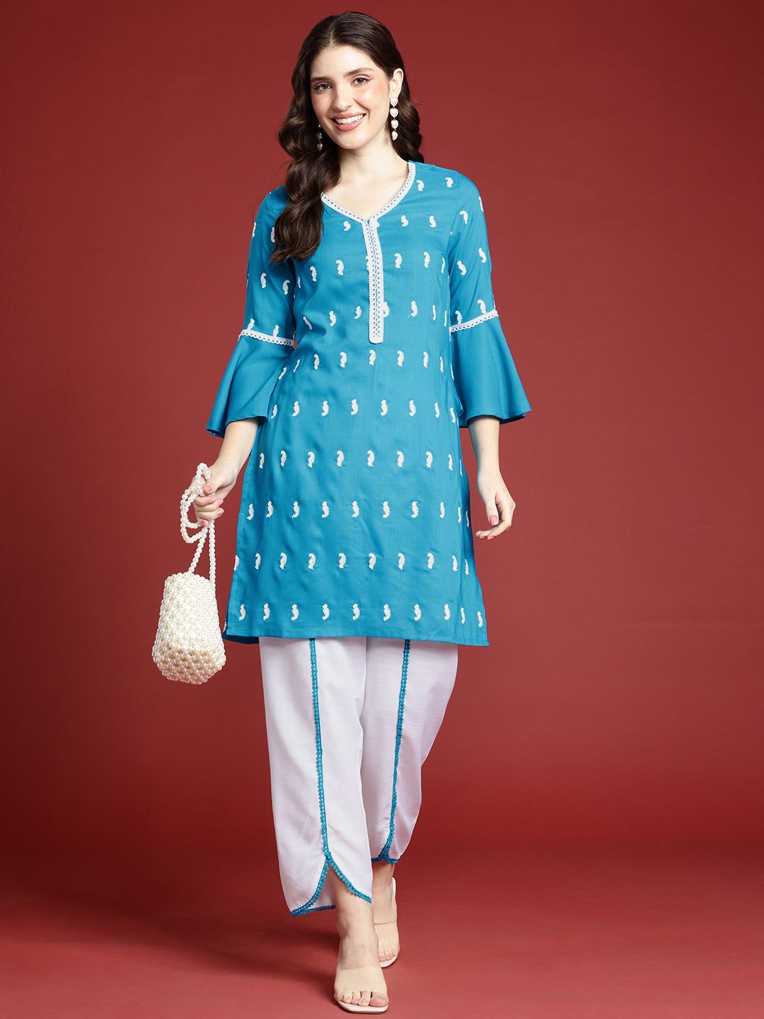 Anouk Women Ethnic Motifs Embroidered Regular Kurta with Trousers