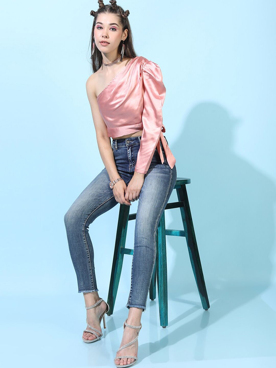 Tokyo Talkies Women Pink One Shoulder Top