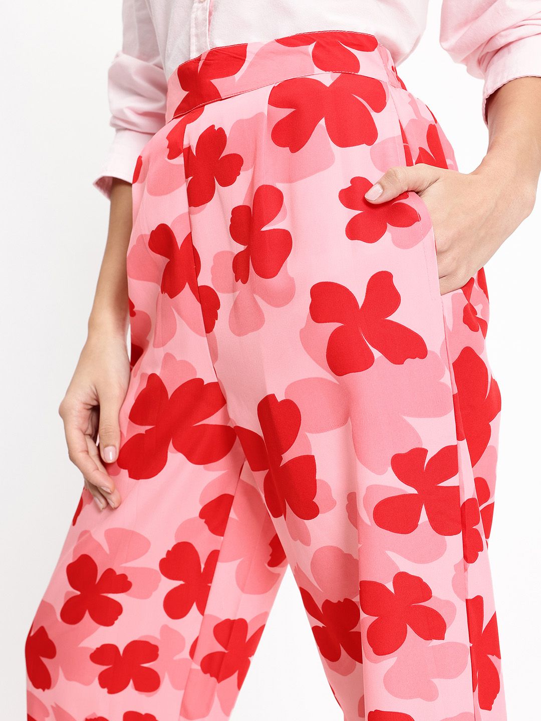 DressBerry Women It-Girl Florals Flared Trousers