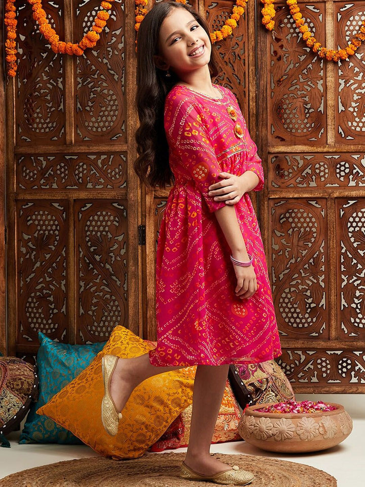 pspeaches Girls Printed Fit & Flare Georgette Ethnic Dress
