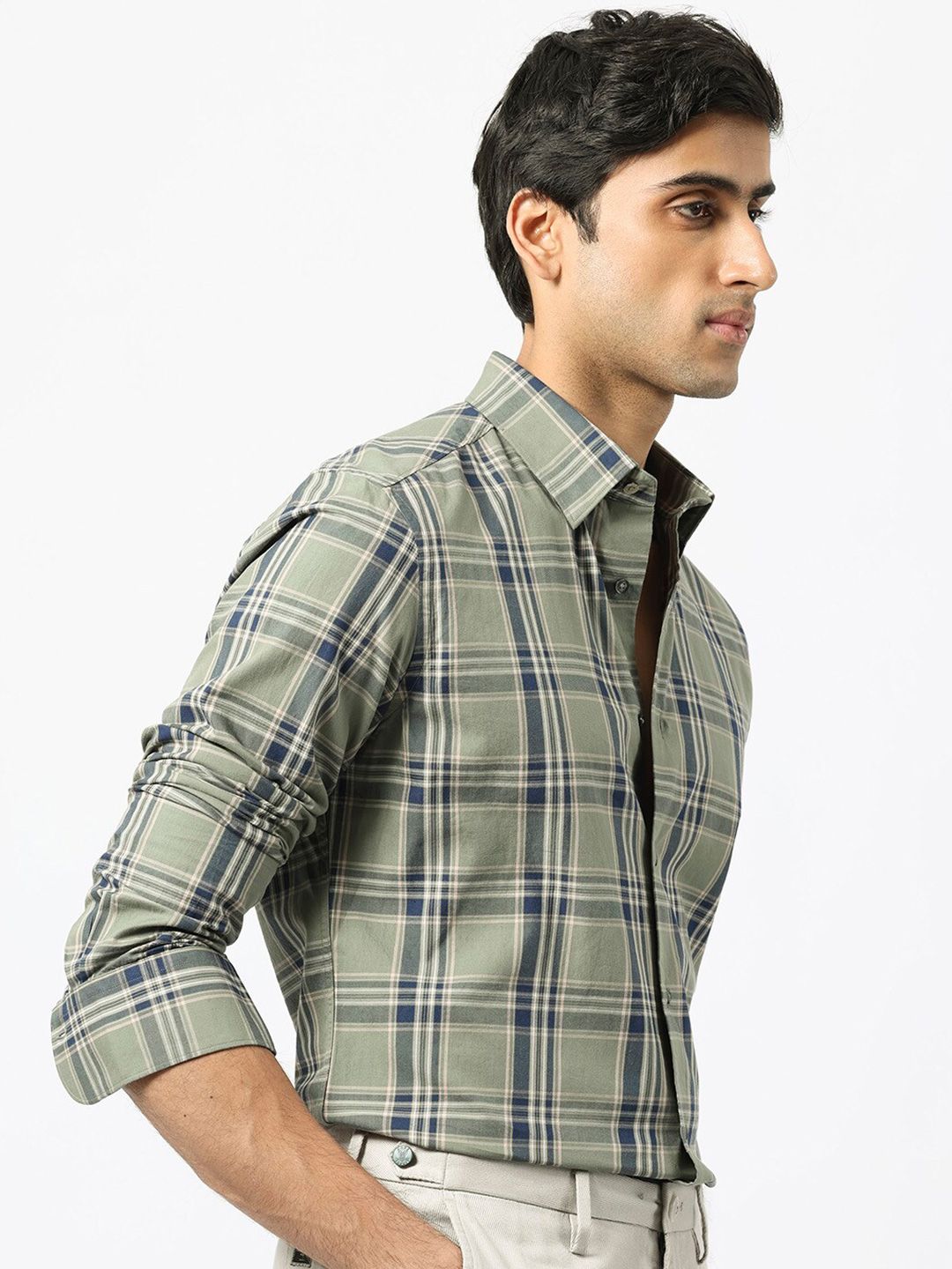 RARE RABBIT Men Torrey Slim Fit Tartan Checked Cotton Shirt