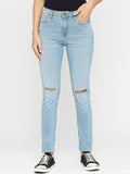 SPYKAR Women Mid-Rise Light Shade Light Fade Slash Knee Ripped Adora Non Stretchable Jeans - Skinny Fit