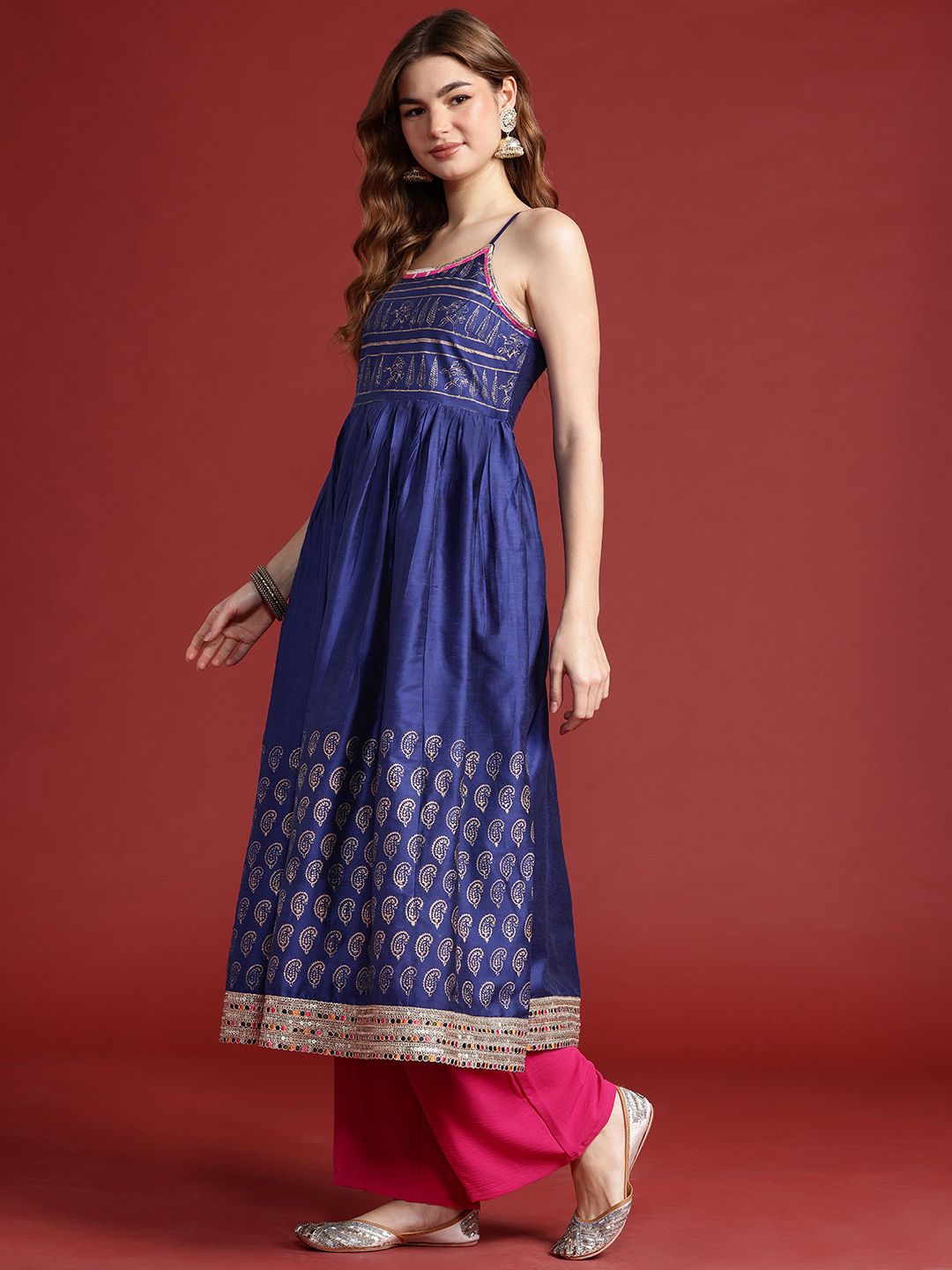 Anouk Tyohaar Collection Printed Gotta Patti A-Line Kurta