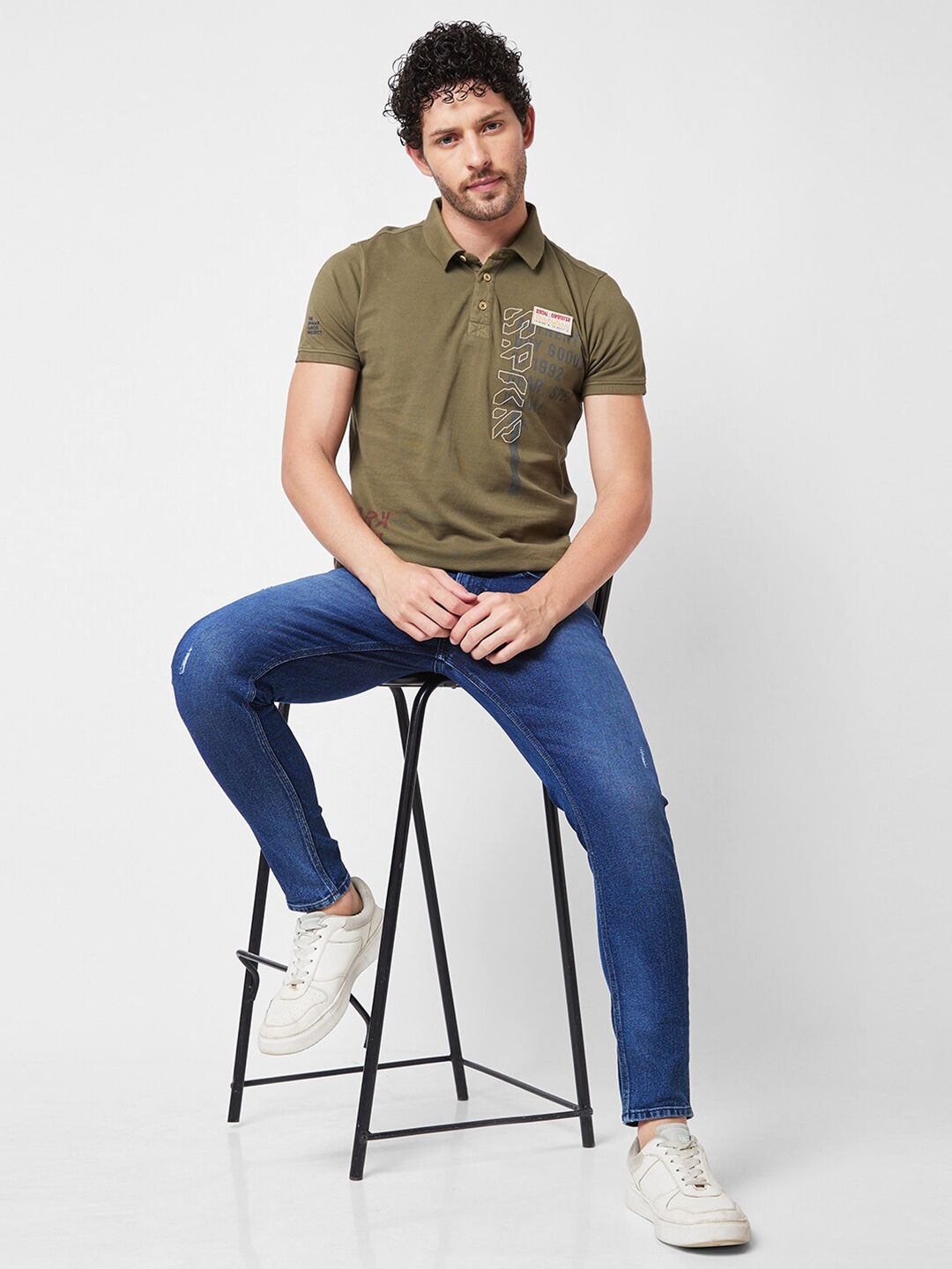 SPYKAR Polo Collar Cotton Slim Fit T-shirt