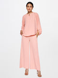 AND Round Neck Puff Sleeve Top And Palazzo