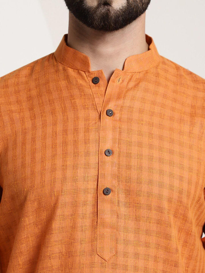 SOJANYA Checked Woven Design Mandarin Collar Straight Kurta