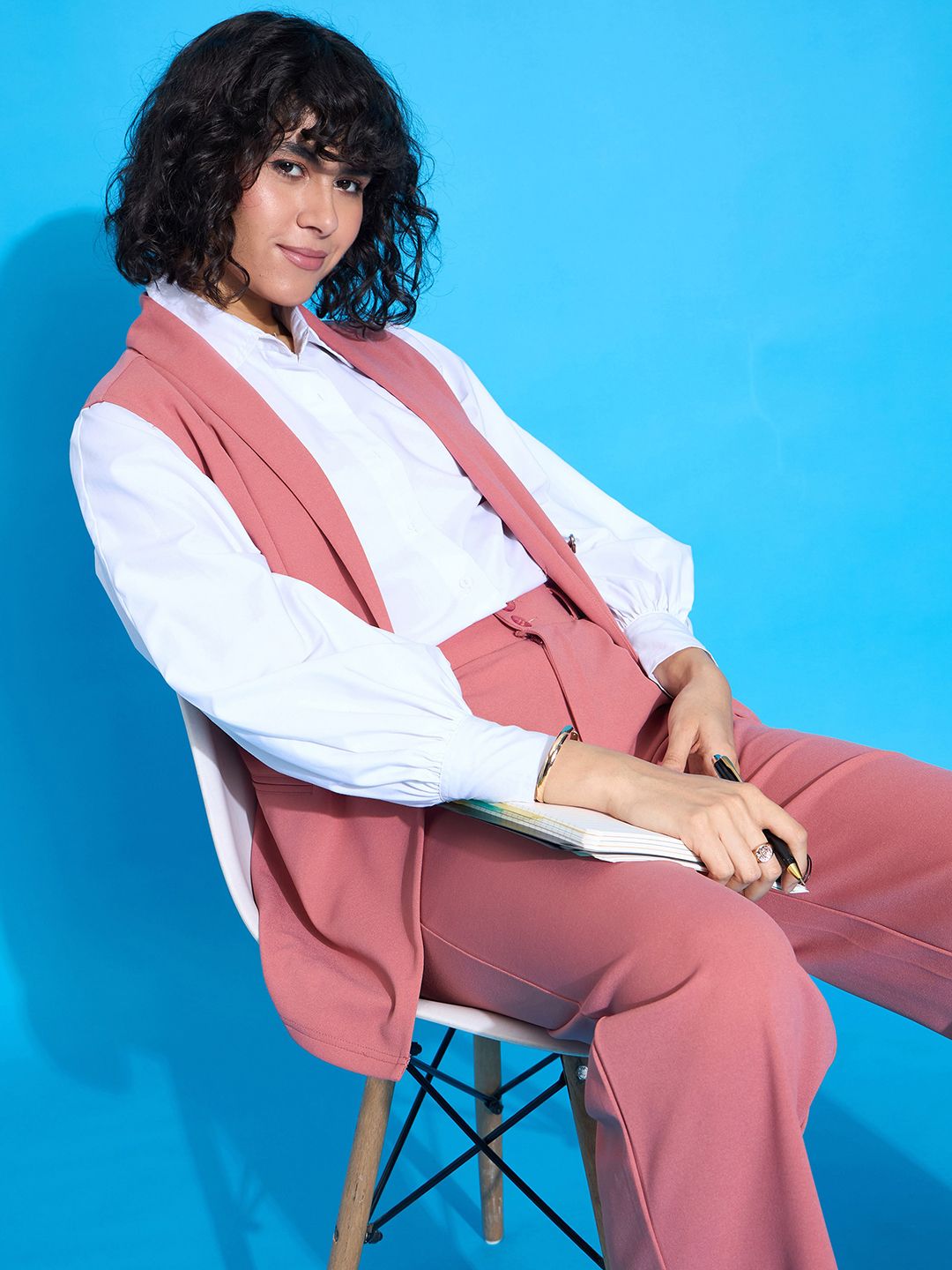 SASSAFRAS worklyf Double-Breast Sleeveless Formal Blazer