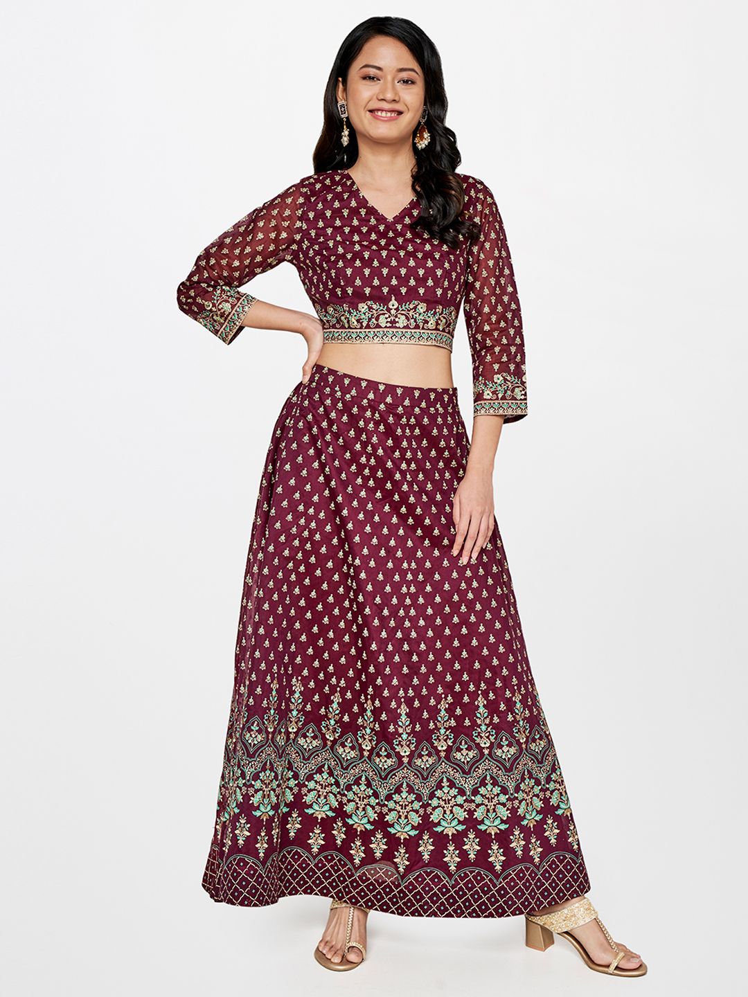 Global Desi Print Crop Top