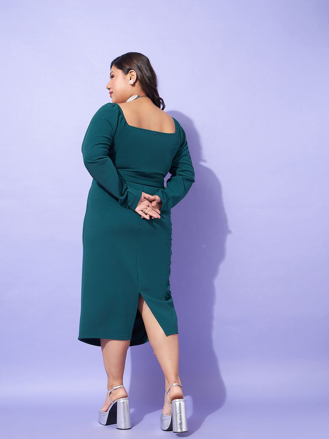 SASSAFRAS Curve Plus Size Sheath Midi Dress