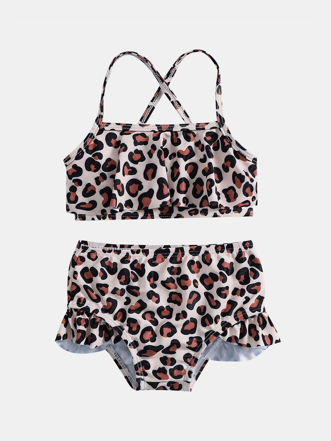 YK Girls Animal Printed Top & Shorts Swim Set