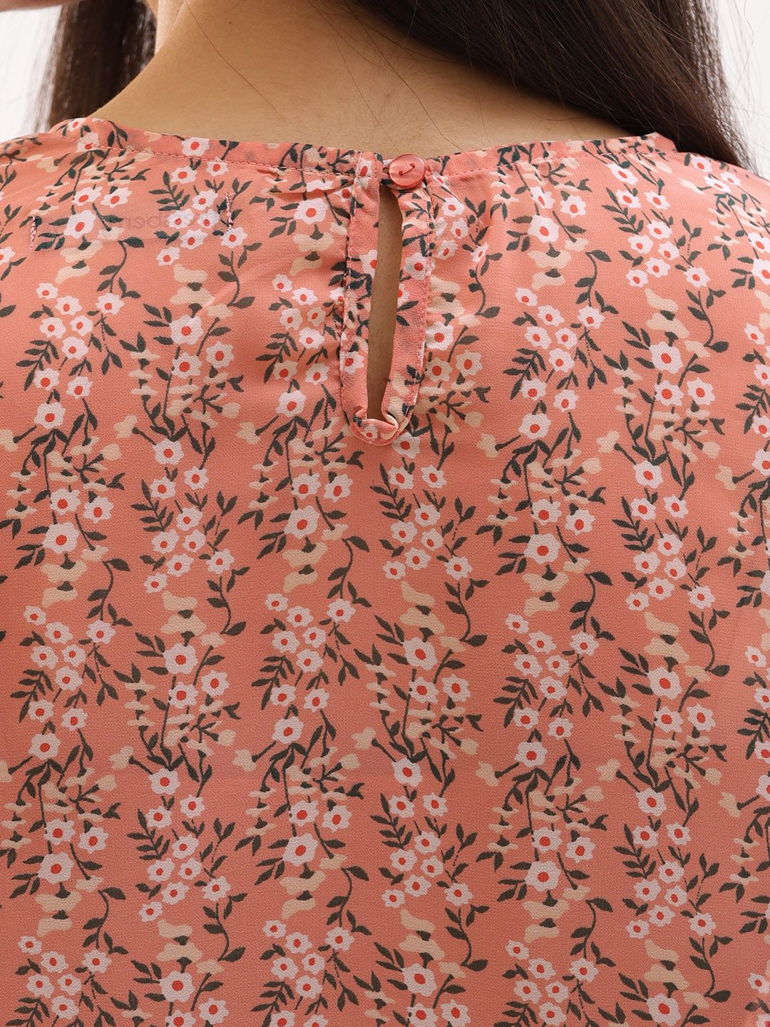 DressBerry Coral Pink Floral High-Low Top