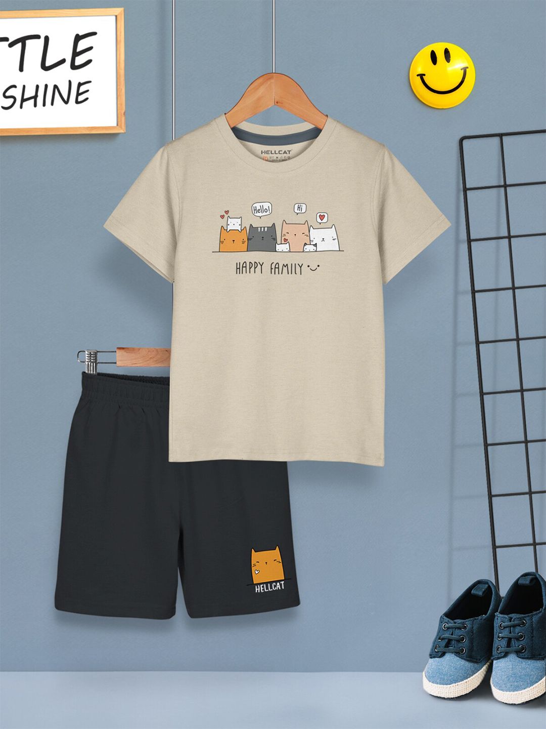 HELLCAT Boys Printed T-shirt with Shorts